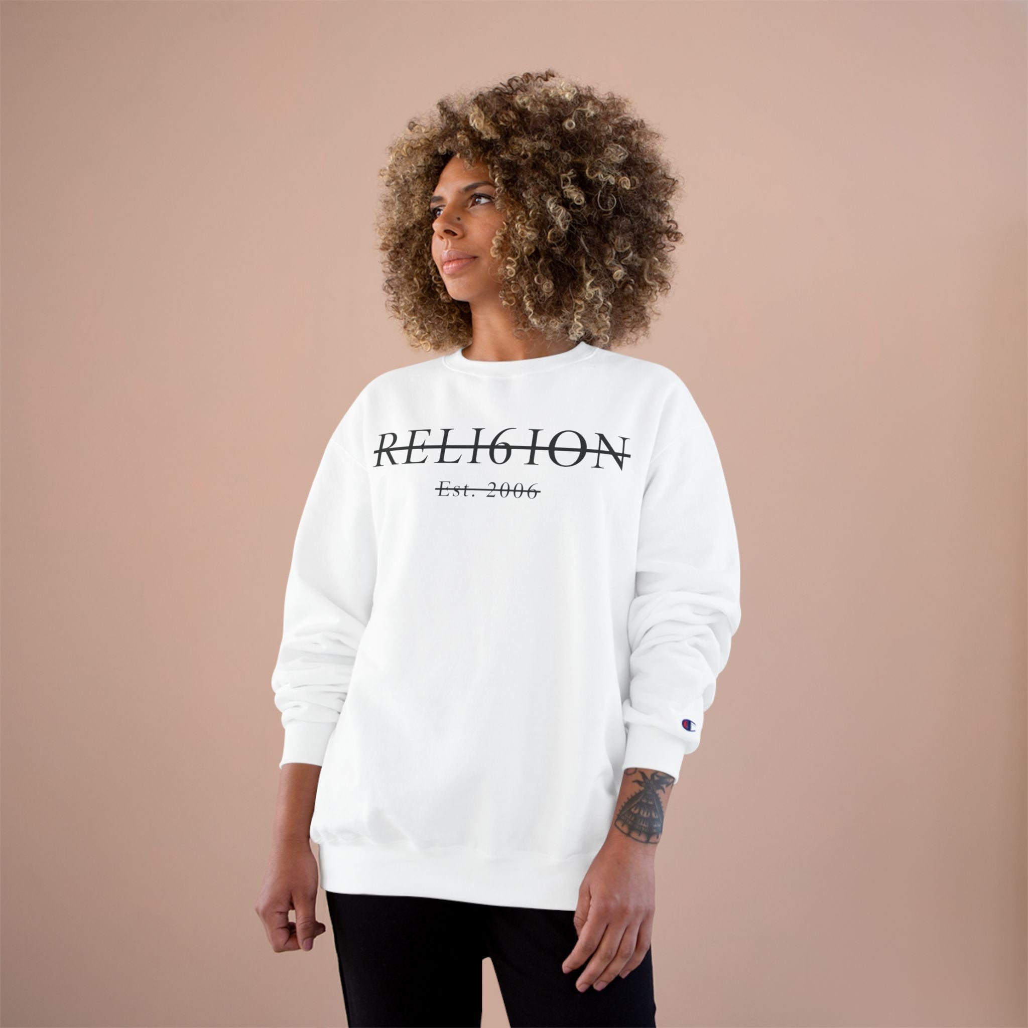 "But When You Pray" White Grid Crewneck ~ Reli6ion